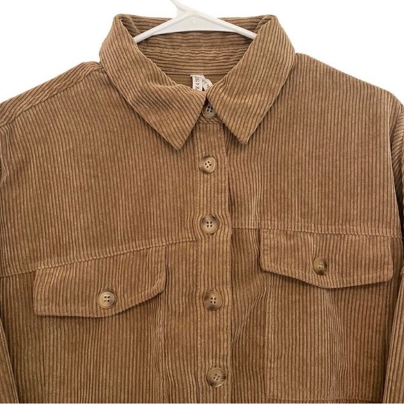 LIVE 4 Truth Tan Corduroy Button Down Long Sleeve Size Large Chest Pocket Casual - Picture 2 of 7